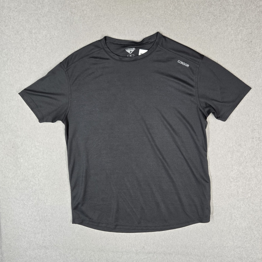 Condor Men Shirt XL Charcoal Gray Activewear Logo Short Sleeve Stretch